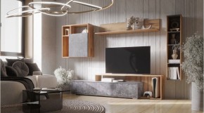 ДАЛЛАС Гостиная (модульная) цемент темный в Североуральске - severouralsk.ok-mebel.com | фото