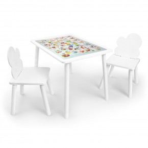 Детский комплект стол и два стула Облачко Rolti Baby с накладкой Алфавит (белая столешница/белое сиденье/белые ножки) в Североуральске - severouralsk.ok-mebel.com | фото