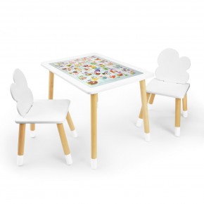 Детский комплект стол и два стула Облачко Rolti Baby с накладкой Алфавит (белая столешница/белое сиденье/береза ножки) в Североуральске - severouralsk.ok-mebel.com | фото