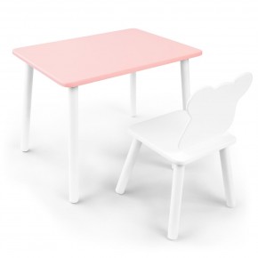 Детский комплект стол и стул «Мишка» Rolti Baby (розовый/белый, массив березы/мдф) в Североуральске - severouralsk.ok-mebel.com | фото