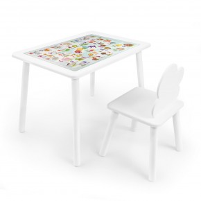 Детский комплект стол и стул Облачко Rolti Baby с накладкой Алфавит (белая столешница/белое сиденье/белые ножки) в Североуральске - severouralsk.ok-mebel.com | фото