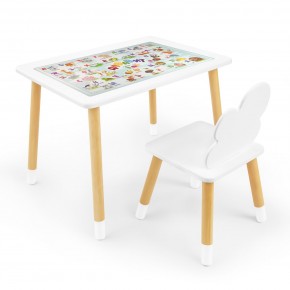 Детский комплект стол и стул Облачко Rolti Baby с накладкой Алфавит (белая столешница/белое сиденье/береза ножки) в Североуральске - severouralsk.ok-mebel.com | фото