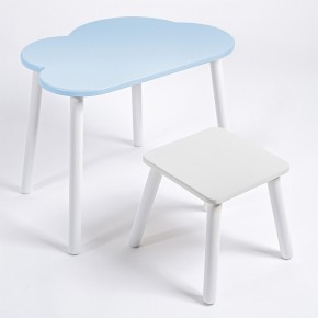Детский комплект стол ОБЛАЧКО  и табурет Rolti Baby (голубая столешница/белое сиденье/белые ножки) в Североуральске - severouralsk.ok-mebel.com | фото