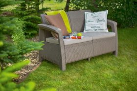 Диван пластиковый Корфу (Corfu love seat) капучино - песок в Североуральске - severouralsk.ok-mebel.com | фото 2