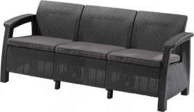 Диван пластиковый Корфу Макс (Corfu love seat max) графит в Североуральске - severouralsk.ok-mebel.com | фото