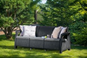 Диван пластиковый Корфу Макс (Corfu love seat max) графит в Североуральске - severouralsk.ok-mebel.com | фото 2