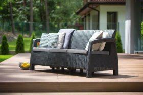 Диван пластиковый Корфу Макс (Corfu love seat max) графит в Североуральске - severouralsk.ok-mebel.com | фото 3