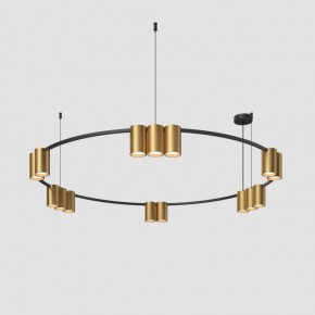 DK4067-BK+SG Подвесной светильник ORBIT, IP20, 15xGU10 LED, до 15 Вт, черный + сатинированное золото, алюминий в Североуральске - severouralsk.ok-mebel.com | фото