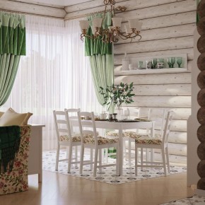Комлект Вествик обеденный стол и четыре стула, массив сосны, цвет белый в Североуральске - severouralsk.ok-mebel.com | фото