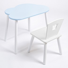 Комплект детский стол ОБЛАЧКО и стул КОРОНА ROLTI Baby (голубая  столешница/белое сиденье/белые ножки) в Североуральске - severouralsk.ok-mebel.com | фото