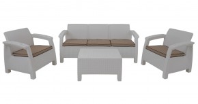 Комплект уличной мебели Yalta Premium Terrace Triple Set (Ялта) белый (+подушки под спину) в Североуральске - severouralsk.ok-mebel.com | фото