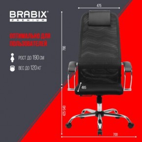 Кресло BRABIX PREMIUM "Ultimate EX-800" хром, плотная двойная сетка Х2, черное, 532911 в Североуральске - severouralsk.ok-mebel.com | фото 6