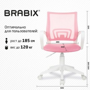 Кресло BRABIX "Fly MG-396W", с подлокотниками, пластик белый, сетка, розовое, 533008 в Североуральске - severouralsk.ok-mebel.com | фото 5