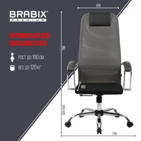 Кресло офисное BRABIX PREMIUM "Ultimate EX-800" хром, плотная двойная сетка Х2, черное/серое, 532912 в Североуральске - severouralsk.ok-mebel.com | фото 3