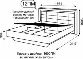 Кровать двуспальная 1.6 с ПМ Люмен 12 в Североуральске - severouralsk.ok-mebel.com | фото