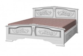 ЕЛЕНА Кровать из массива 1600 (Белый жемчуг) с 2-мя ящиками в Североуральске - severouralsk.ok-mebel.com | фото