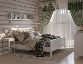 Кровать Кантри двухспальная 160х200, массив сосны, цвет белый в Североуральске - severouralsk.ok-mebel.com | фото