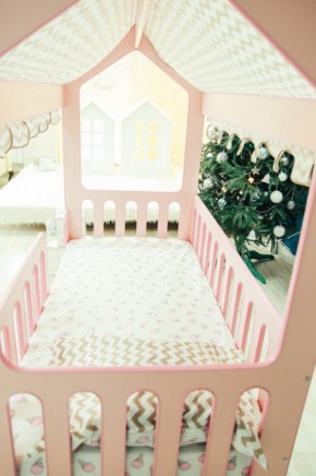 Кровать-домик без ящика 800*1600 (Розовый) в Североуральске - severouralsk.ok-mebel.com | фото 3