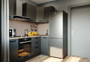 Кухня угловая Антрацит 2200х1000 (Стол. 38мм) в Североуральске - severouralsk.ok-mebel.com | фото