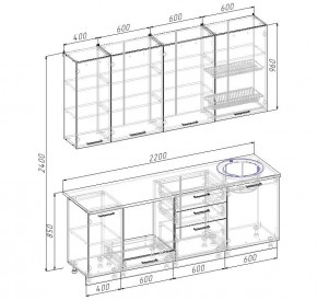 Кухонный гарнитур Графика 2200 (Стол. 26мм) в Североуральске - severouralsk.ok-mebel.com | фото 2