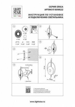 Накладной светильник Lightstar Erica 609622 в Североуральске - severouralsk.ok-mebel.com | фото 4