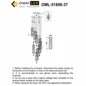 Подвесная люстра Omnilux Vepri OML-51806-37 в Североуральске - severouralsk.ok-mebel.com | фото 9