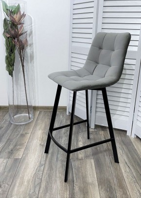 Полубарный стул CHILLI-QB SQUARE светло-серый #26, велюр / черный каркас (H=66cm) М-City в Североуральске - severouralsk.ok-mebel.com | фото 2
