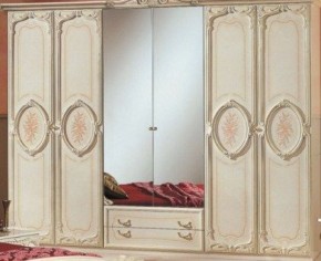 Шкаф 6-и дверный с зеркалами (01.146) Роза (беж) в Североуральске - severouralsk.ok-mebel.com | фото