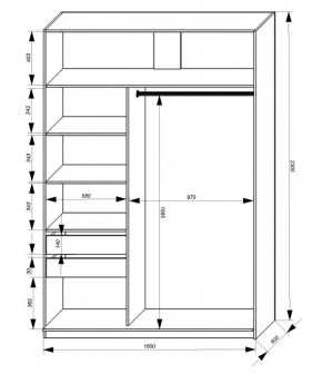 Шкаф-купе 1600 серии SOFT D1+D3+B2+PL1 (2 ящика+1штанга) профиль «Графит» в Североуральске - severouralsk.ok-mebel.com | фото 3