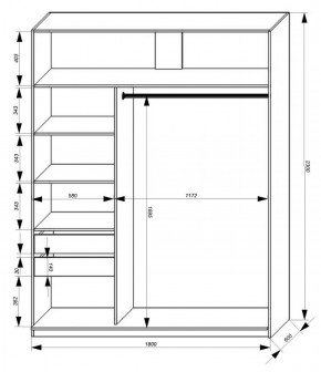 Шкаф-купе 1800 серии SOFT D1+D3+B2+PL1 (2 ящика+1штанга) профиль «Графит» в Североуральске - severouralsk.ok-mebel.com | фото 3