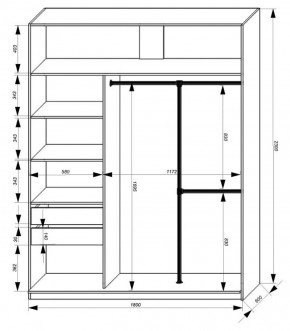 Шкаф-купе 1800 серии SOFT D8+D2+B2+PL4 (2 ящика+F обр.штанга) профиль «Графит» в Североуральске - severouralsk.ok-mebel.com | фото 3