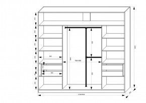 Шкаф-купе 2150 серии NEW CLASSIC K4+K4+K4+B22+PL4(по 2 ящика лев/прав+F обр.штанга) профиль «Капучино» в Североуральске - severouralsk.ok-mebel.com | фото 3