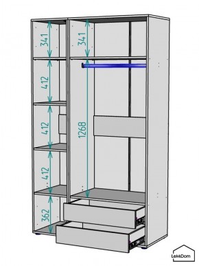 Шкаф Linnea MHR-3-2 2050х1200х510 (ДВ-М 11.1.25) в Североуральске - severouralsk.ok-mebel.com | фото 3