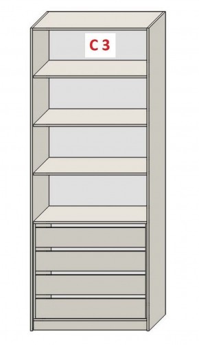 Шкаф СТАНДАРТ С3 4 ящика серия "ГЕСТИЯ" (Светло-серый/Дуб Небраска натуральный) 800*520*2300 в Североуральске - severouralsk.ok-mebel.com | фото 2