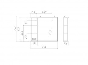 Шкаф-зеркало Cube 75 Эл. ЛЕВЫЙ Домино (DC5008HZ) в Североуральске - severouralsk.ok-mebel.com | фото 3