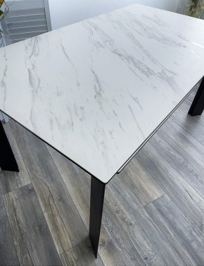 Стол CREMONA 140 KL-99 Белый мрамор матовый, итальянская керамика / черный каркас, ®DISAUR в Североуральске - severouralsk.ok-mebel.com | фото 3