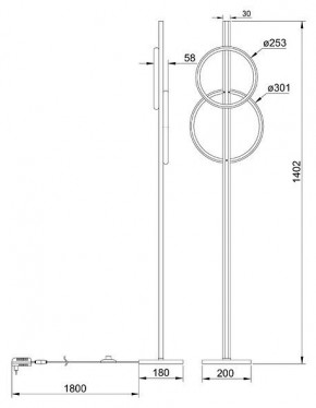 Торшер Arte Lamp Fluido A3913PN-24BK в Североуральске - severouralsk.ok-mebel.com | фото 2