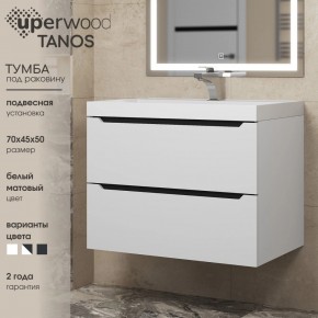 Тумба под раковину Uperwood Tanos 70 см, подвесная, белая/графит в Североуральске - severouralsk.ok-mebel.com | фото 3