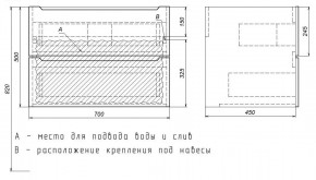 Тумба под раковину Uperwood Tanos 70 см, подвесная, белая/графит в Североуральске - severouralsk.ok-mebel.com | фото 7