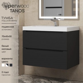 Тумба под раковину Uperwood Tanos 70 см, подвесная, черная матовая в Североуральске - severouralsk.ok-mebel.com | фото 3