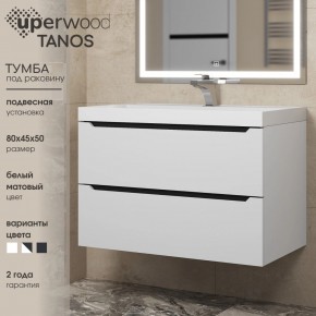 Тумба под раковину Uperwood Tanos 80 см, подвесная, белая/графит в Североуральске - severouralsk.ok-mebel.com | фото 3