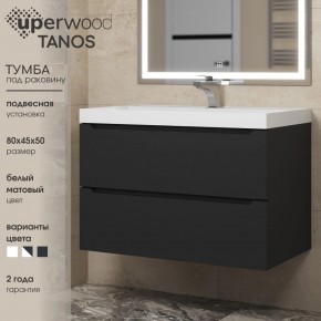 Тумба под раковину Uperwood Tanos 80 см, подвесная, черная матовая в Североуральске - severouralsk.ok-mebel.com | фото 3