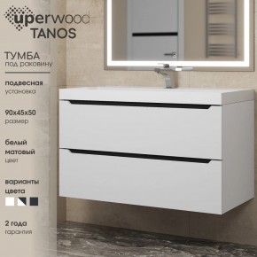Тумба под раковину Uperwood Tanos 90 см, подвесная, белая/графит в Североуральске - severouralsk.ok-mebel.com | фото 3