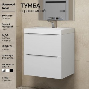 Тумба с раковиной Uperwood Tanos 50 см, подвесная, белая матовая в Североуральске - severouralsk.ok-mebel.com | фото 5