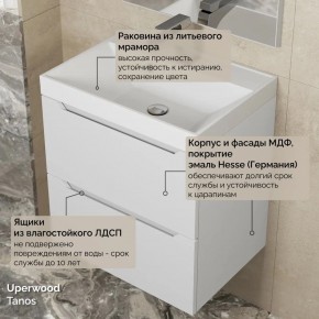 Тумба с раковиной Uperwood Tanos 50 см, подвесная, белая матовая в Североуральске - severouralsk.ok-mebel.com | фото 6
